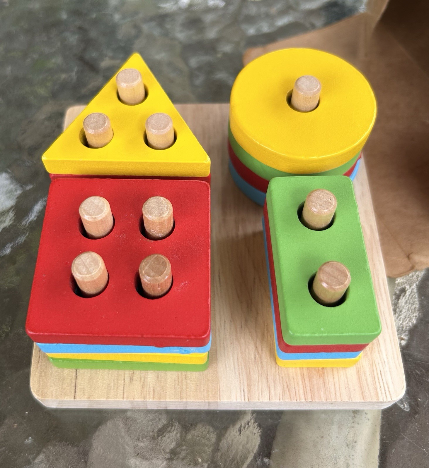 Boxiki Geometric Puzzle Stacker Shape Sorter for Toddlers 18+ Months