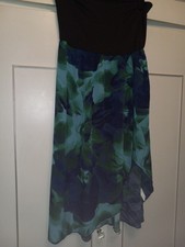 Gorgeous Black Blue Green Strapless Faux Wrap Dress Size XL 16 +