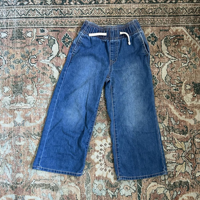 Old Navy Girls High-Rise Wide-Leg Denim Jeans Blue XS (5) Elastic Waist Pockets