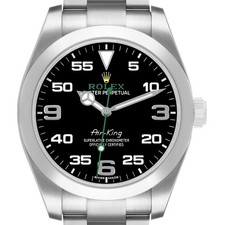 Rolex Air King 40 Green Hand Black Dial Steel Mens Watch 116900