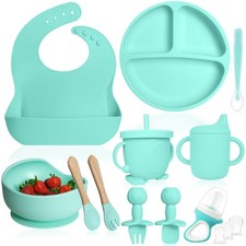 - Silicone Feeding Set - Pacifier, Baby Spoons, Suction Bowl, Plate - Baby Ut...