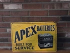 Vintage Original Apex Batteries Advertising Embossed Metal Sign