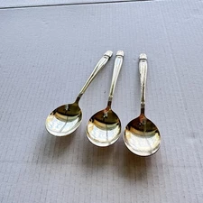 3 HOLMES & EDWARDS Silverplate DANISH PRINCESS GUMBO SOUP SPOONS No Monogram Vtg