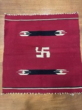 Vintage NativeChimayo Rug Tapestry Whirling Log swastika four good luck 