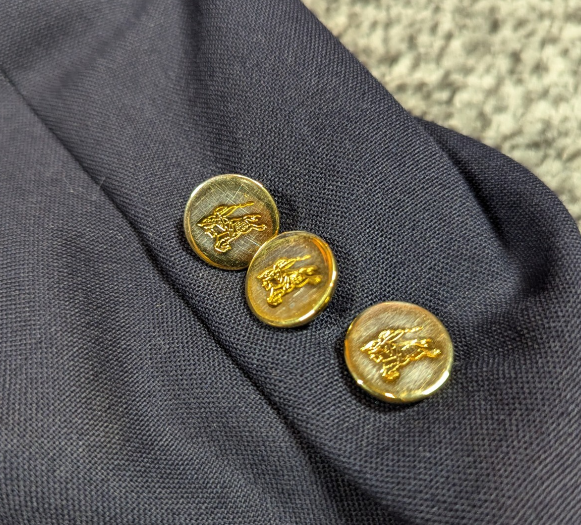 Vintage Burberrys Blazer Mens 44 Navy Blue Wool Gold Button Sport