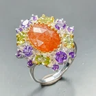 Jewelry gem Natural Sunstone Ring 925 Sterling Silver Size 6 /R469177