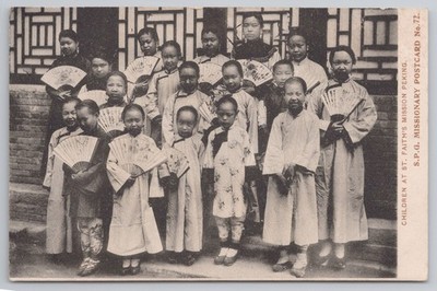 Kinder in St Faiths Mission Peking China SPG Missionar Postkarte 72