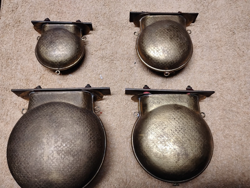 4 Vintage Brass Musical Gong Bells Metallophone, Xylophone Antique Glockenspiel
