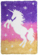 Latch Hook Kits Rug Unicorn Crochet Yarn Cushion Colour Pre-Printed Canvas Cover