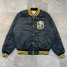 Chaqueta de bombardero vintage de los años 80 de los Pittsburgh Steelers para hombre abrigo satinado mediano acolchado
