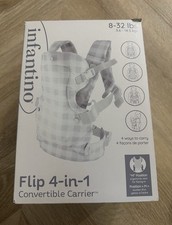 Infantino Flip 4-in-1 Baby Carrier Convertible Ergonomic Whiite Plaid 8-32lbs