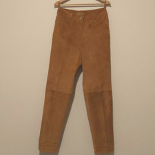 Womens Vintage 90s Ruff Hewn Brown Suede Leather Lined Pants 14 Straight Leg