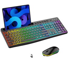 Wireless Keyboard and Combo with Backlit,2.4Ghz Rechargeable Light Up Keyboar...