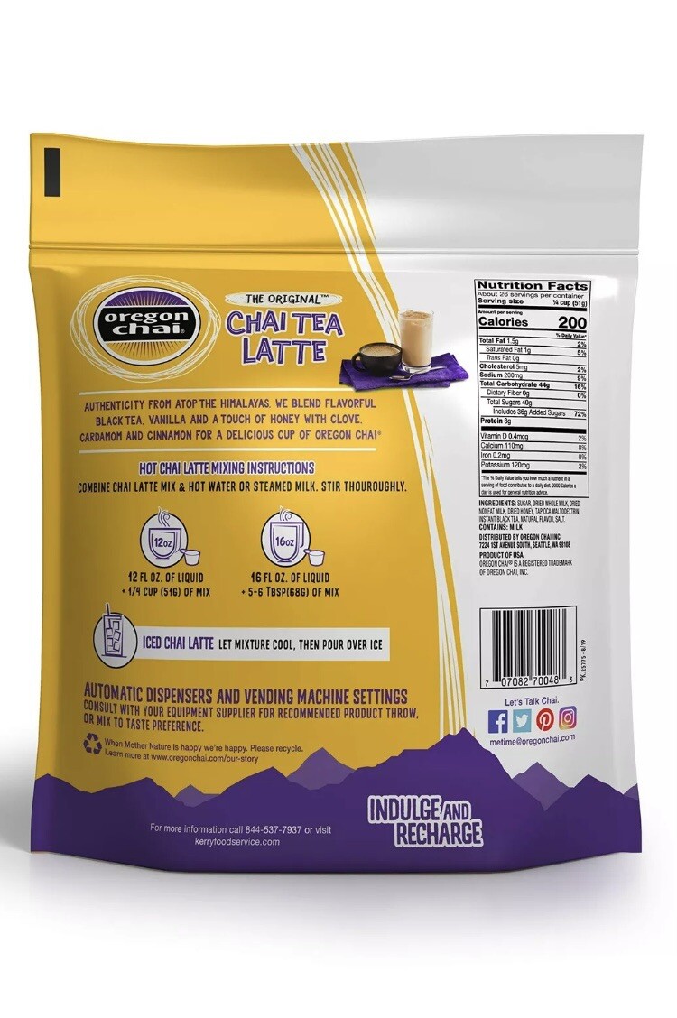 Oregon Chai The Original Chai Tea Latte Mix 3 Pounds FAST SHIPPING