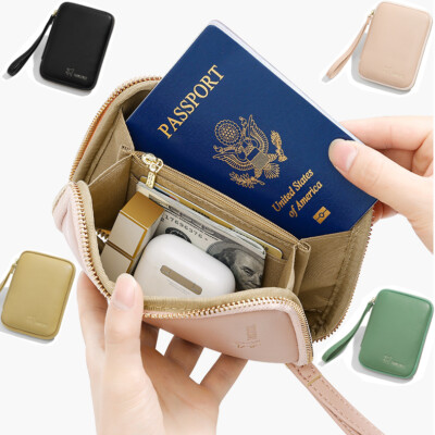 Unisex Soft Leather Multi-purpose Travel Passport Wallet Holder Wristlet US FAST