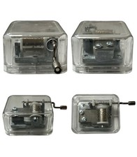 Mechanical Music Box Hand Crank Plays LOVE STORY Chrome Metal 7.4x1.6x3.6cm VGC