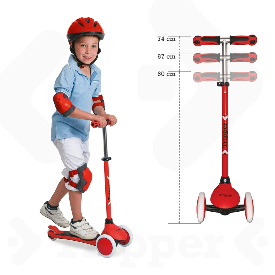 On&Go Tripper Tretroller mit 3 Rädern PU-Rädern und TPR-Griffen Sicherheitsbr... - Bild 4 von 4