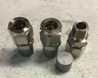 (QTY 3) IHARA BI-LOK Male Connector 1/2'' Tube X 3/8'' MNPT 316-Stainless Fittings