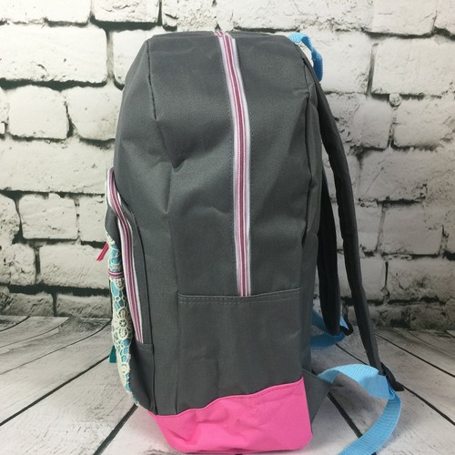 School Backpack 17" Emma & Chloe Laced CHOICE of Blue or Peach Travel Tote Bag - Picture 7 of 21