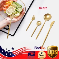 90 Set Tableware Stainless Steel kitchen Utensils Spoon Fork Knives For Party