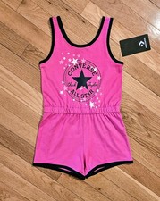 NEW Converse LIttle Girl Romper Short Outfit, Pink (sz 4, 6)