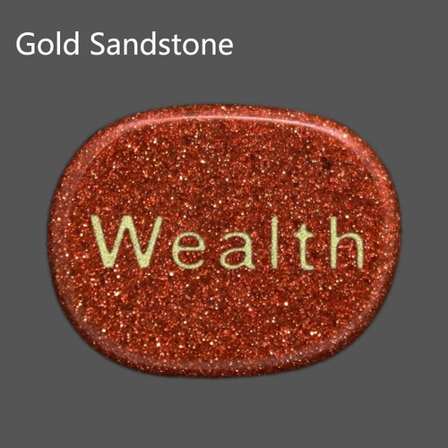 Engraved Stone, Inspirational Positive Word "Wealth" Palm Stone Pocket Stone - Picture 9 of 24