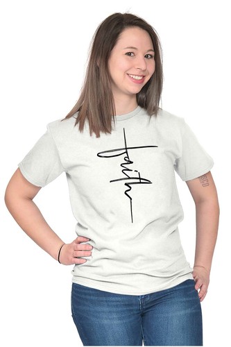 Cool Religious Jesus Christian Faith Cross Womens Graphic Crewneck T Shirt Tee - Picture 5 of 8