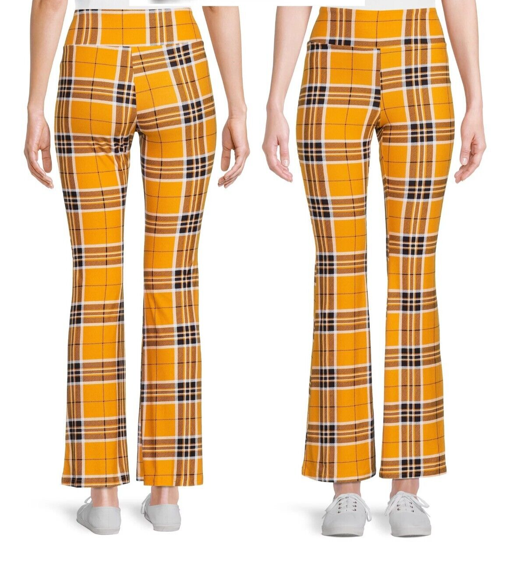 No Boundaries Junior SIZE L 11-13 Yellow/Black Plaid Flare