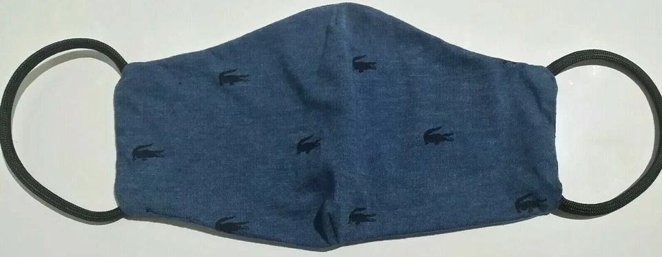 BUY 1 GET 1》Navy Reversible Blue w Navy Alligator Croc Gator Fabric Face Mask》OS - Image 2 of 3