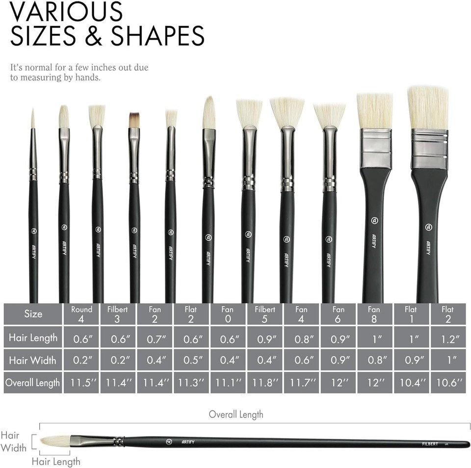 ARTIFY Oil Paint Brush Set 11 Pieces Professional Artist Black eBay
