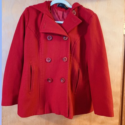 anne klein red peacoat