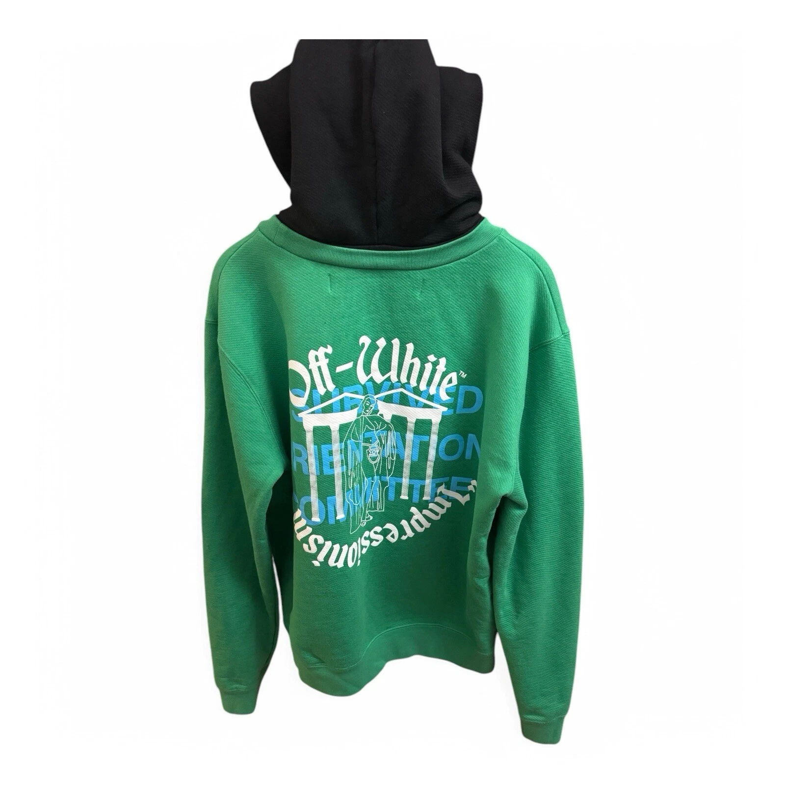 Felpa con cappuccio Off White "Impressionismo" (verde) (taglia XL)