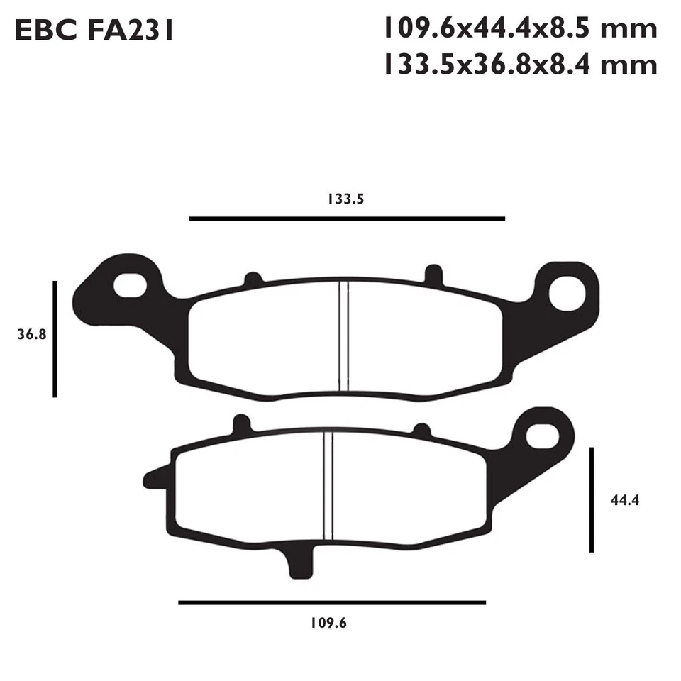 EBC FA231 Organic Brake Pads for Kawasaki KLE Versys 650 10-14 — 第 2/4 张图片