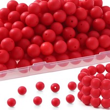 SongXi 100pcs Silicone Beads, 15mm Red Silicone Beads for Keychain Making, Ch...