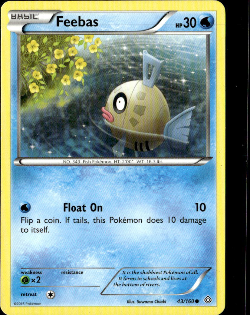 Pokemon Feebas 43/160 Primal Clash Non Holo Common  2 Card Lot