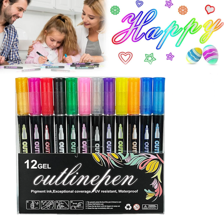 Outline Pens Metallic, Coloring Lightstick Graffiti Pen-image
