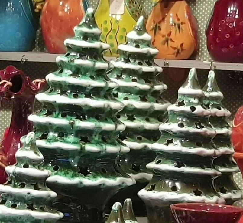 Christmas tree Tealight Candle holder Handmade Ceramic Christmas