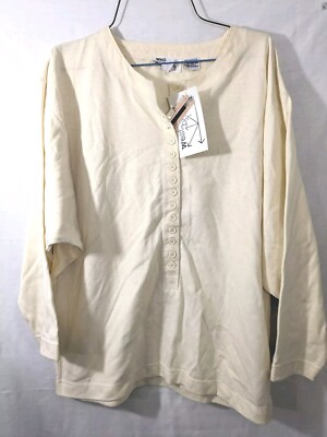 NWT West Bound Off White Sz Medium Pullover 3/4 Sleeve 3/4 Button Up