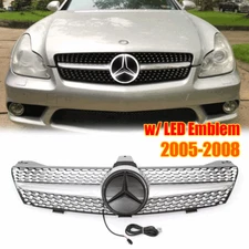Chrome Front Grill W/LED Emblem For Mercedes Benz W219 CLS550 CLS500 2005-2008