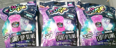 3 NEW Cosmic CRUNCH premade SCENTED LED light up slime putty bag MYSTERY color?