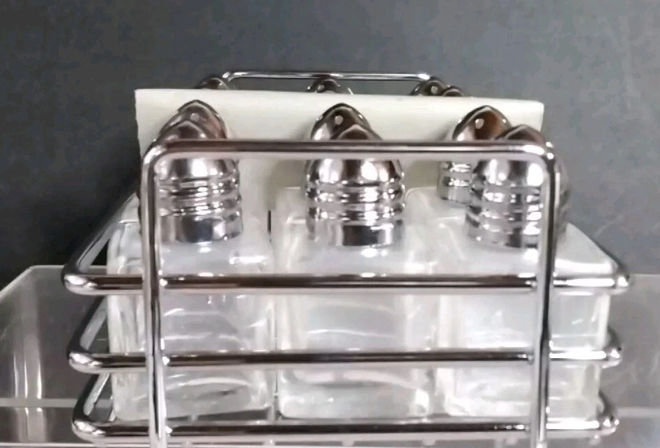 Mini Salero y Pimentero 12 Individuales 0,5 OZ Vidrio SS Cromo Buffet Boda ex Foto 4 de 4