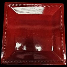 1 Pier 1 Spice Route Paparika 10.5" Square Dinner Plate Beaded Edge Stoneware 