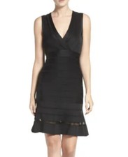 French Connection Spotlight Fit & Flare Amhara Bandage Dress Black Sz 4 NWT