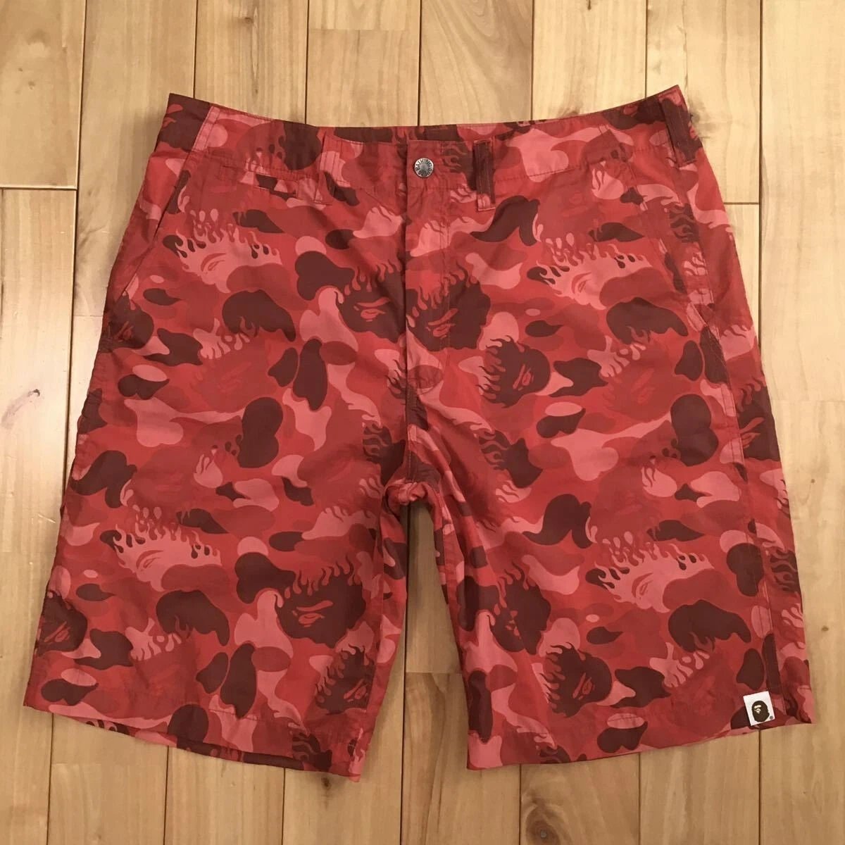 BAPE Fire camo nylon shorts Flame red camo NIGO A Bathing Ape Size M