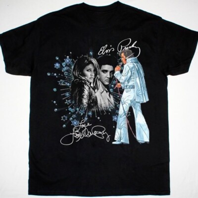 ELVIS AND LISA MARIE PRESLEY Black Signature Men T Shirt S to 5XL- Free Shipping