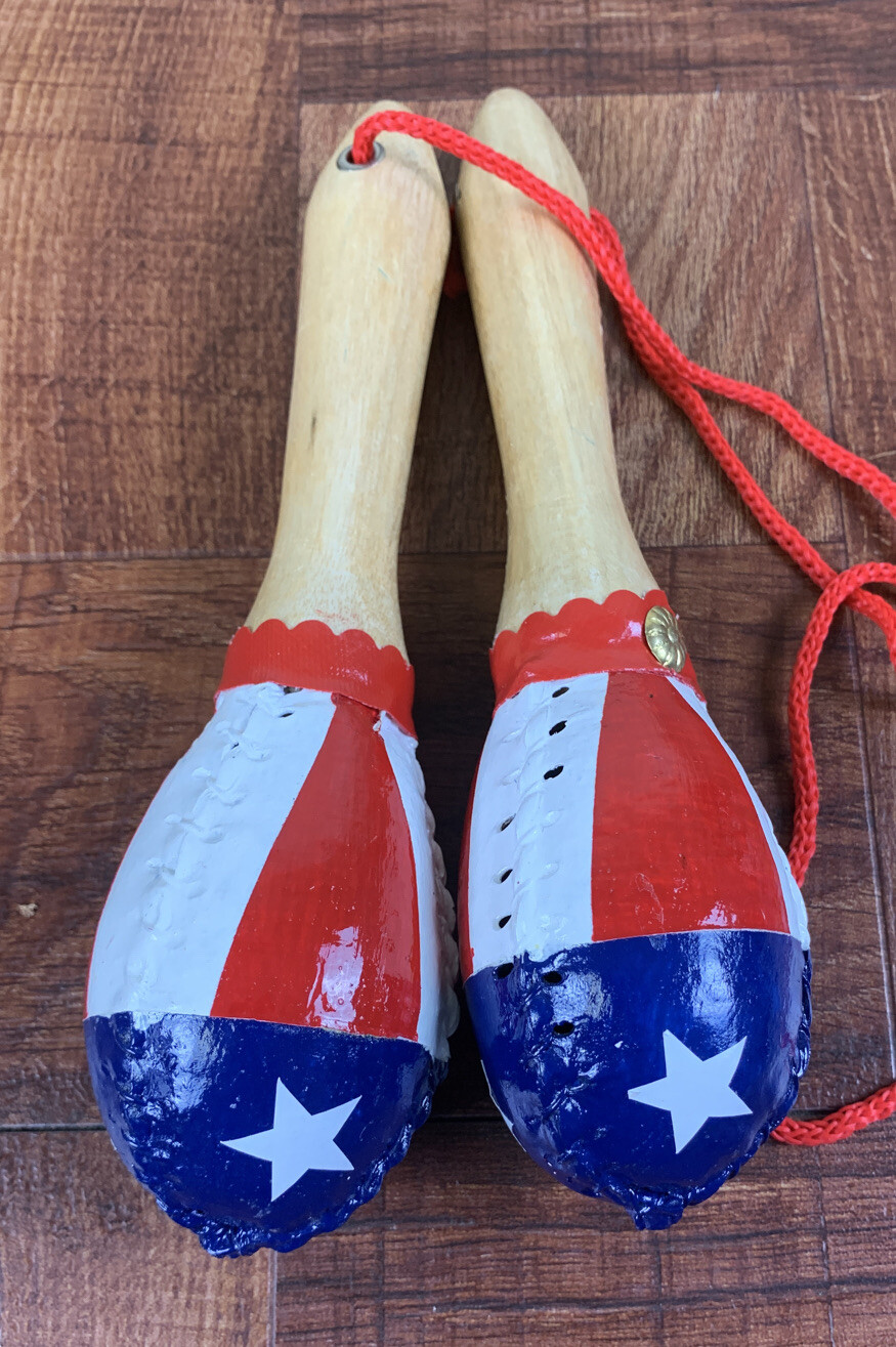 Leather Mini Maracas With Puerto Rico Flag Design Maraca Pequeñas De
