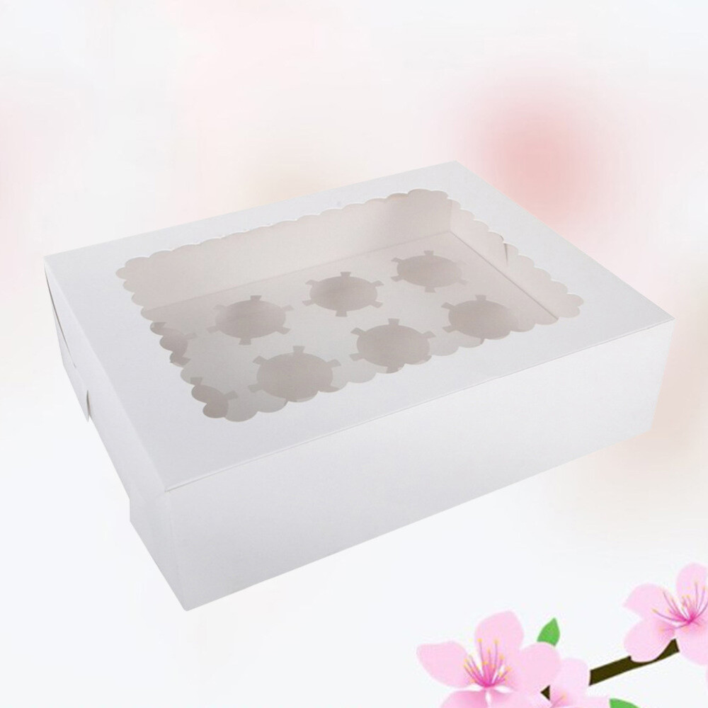 Kraft Paper Cupcake Boxes with Inserts and Window 12 Cupcakes eBay