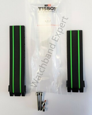 Original Tissot T-Race Nicky Hayden T092417A Black Green Rubber Watch Band Strap