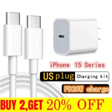 20W Fast Charger USB Type C Wall Power Adapter For iPhone 16 15 Pro Max 15 Plus