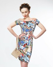 Retro Bikini Girl Print Off-Shoulder